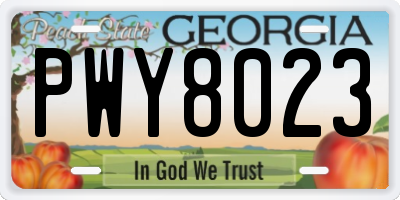 GA license plate PWY8023