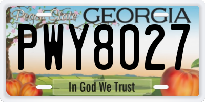 GA license plate PWY8027