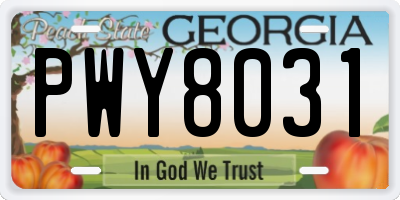 GA license plate PWY8031