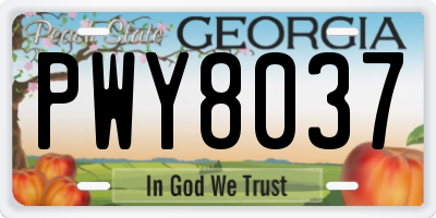 GA license plate PWY8037