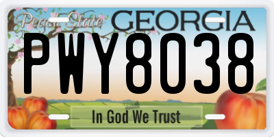 GA license plate PWY8038