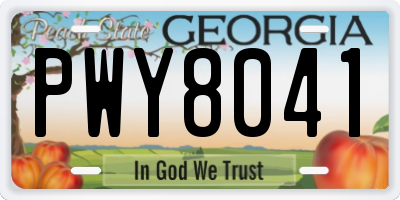 GA license plate PWY8041