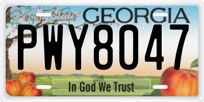 GA license plate PWY8047