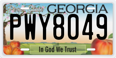 GA license plate PWY8049