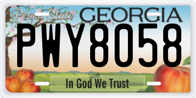 GA license plate PWY8058