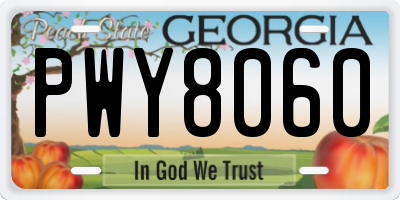 GA license plate PWY8060