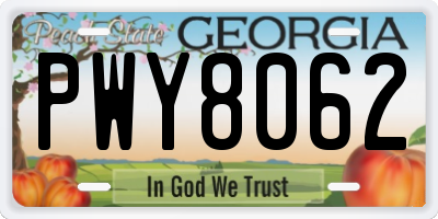 GA license plate PWY8062