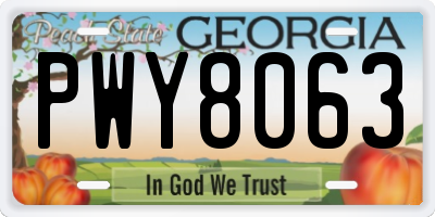 GA license plate PWY8063