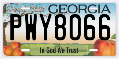 GA license plate PWY8066