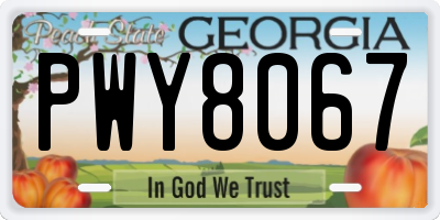 GA license plate PWY8067