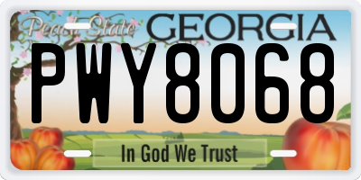 GA license plate PWY8068