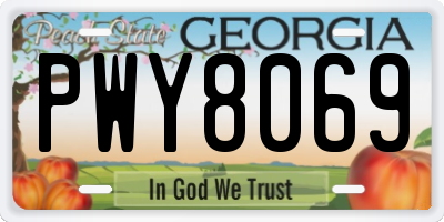 GA license plate PWY8069