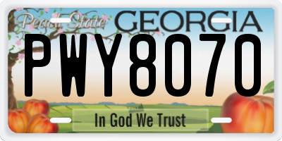 GA license plate PWY8070