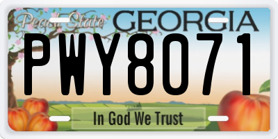 GA license plate PWY8071