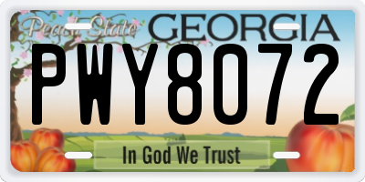 GA license plate PWY8072
