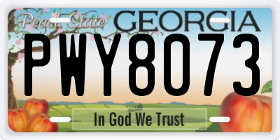 GA license plate PWY8073