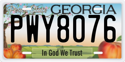 GA license plate PWY8076