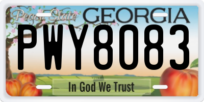 GA license plate PWY8083