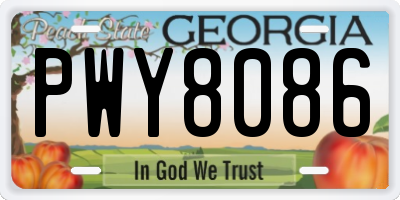 GA license plate PWY8086