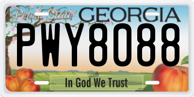 GA license plate PWY8088