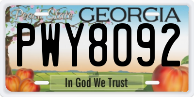 GA license plate PWY8092
