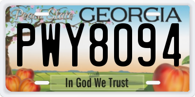 GA license plate PWY8094