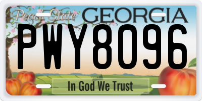 GA license plate PWY8096
