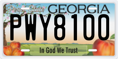 GA license plate PWY8100
