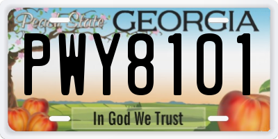 GA license plate PWY8101