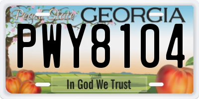 GA license plate PWY8104