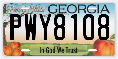 GA license plate PWY8108