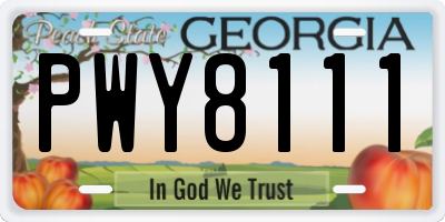 GA license plate PWY8111