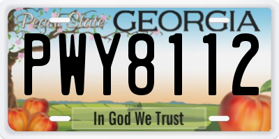 GA license plate PWY8112