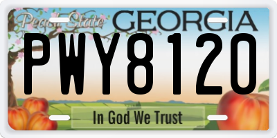 GA license plate PWY8120