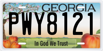 GA license plate PWY8121