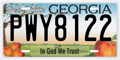 GA license plate PWY8122
