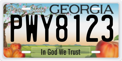 GA license plate PWY8123