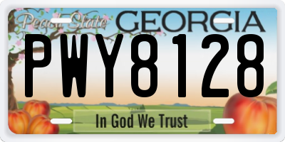 GA license plate PWY8128