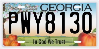 GA license plate PWY8130
