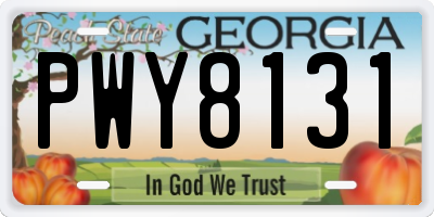 GA license plate PWY8131