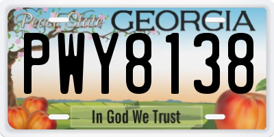 GA license plate PWY8138