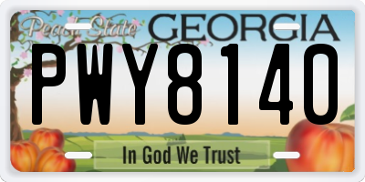 GA license plate PWY8140