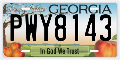 GA license plate PWY8143