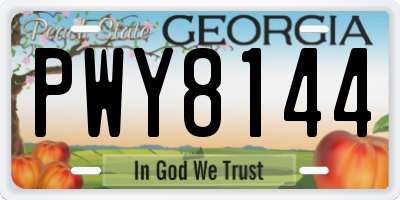 GA license plate PWY8144
