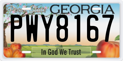GA license plate PWY8167