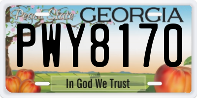 GA license plate PWY8170