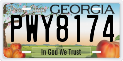 GA license plate PWY8174