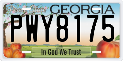 GA license plate PWY8175