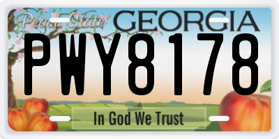 GA license plate PWY8178