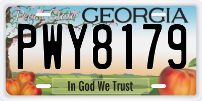 GA license plate PWY8179